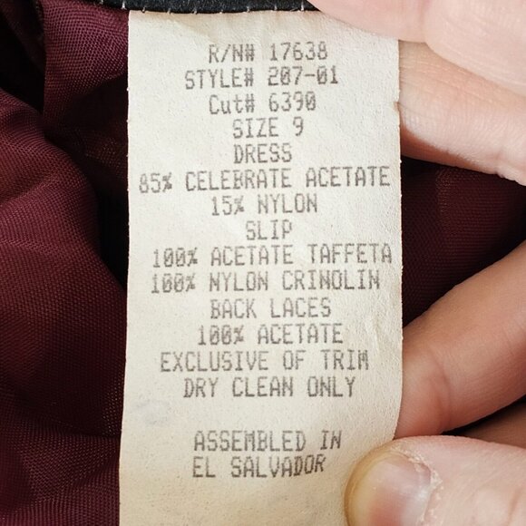 Vintage Womens Medium Velvet Formal Dress Strappy Back Fit N Flare‎ 90s Burgandy - Picture 10 of 11